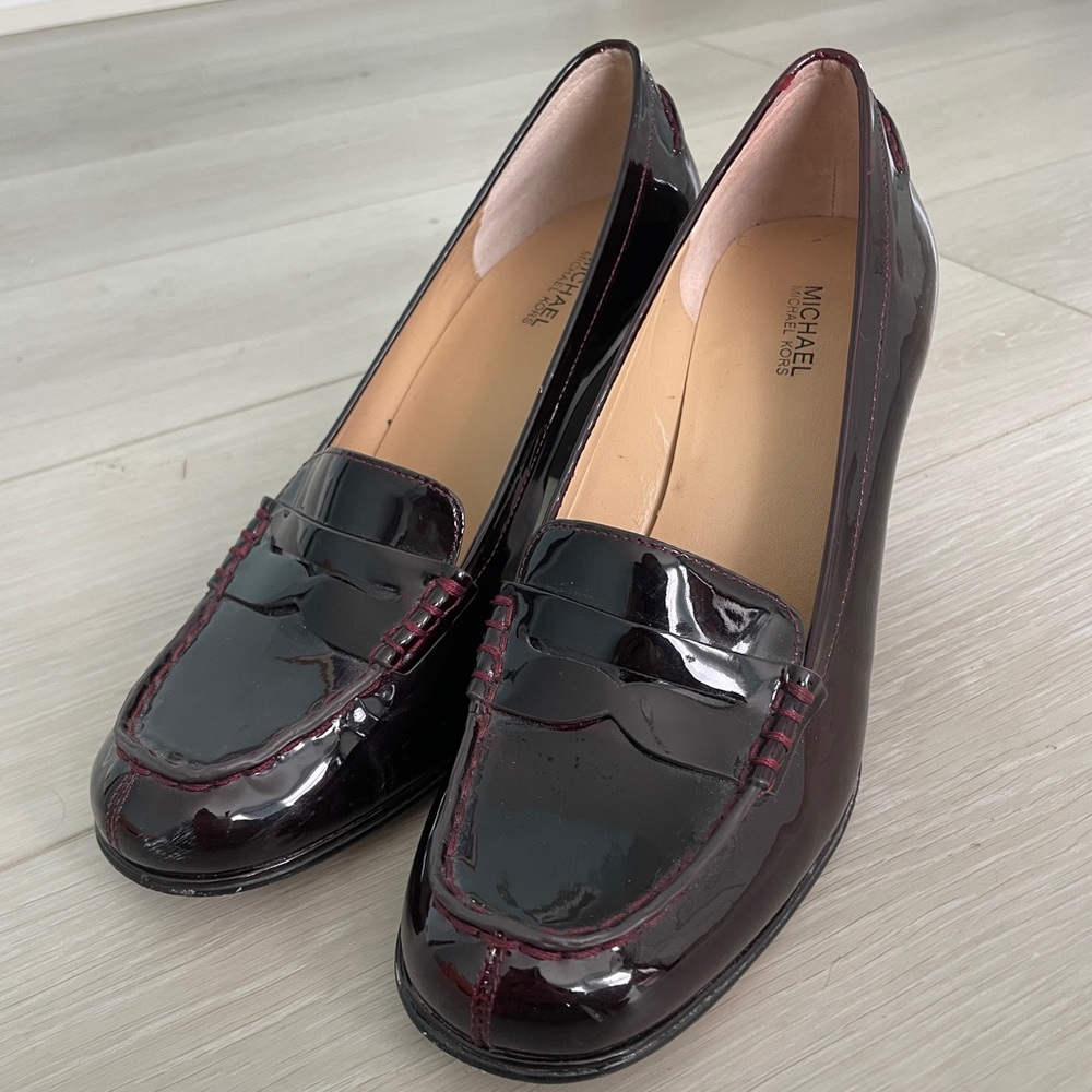 Michael Kora Oxblood heeled loafers